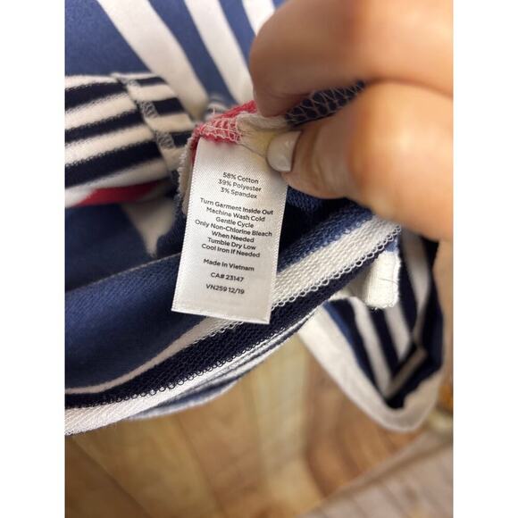 Talbots Striped Cotton Blend Pockets Adjustable Waist Women's Size P - Picture 8 of 8